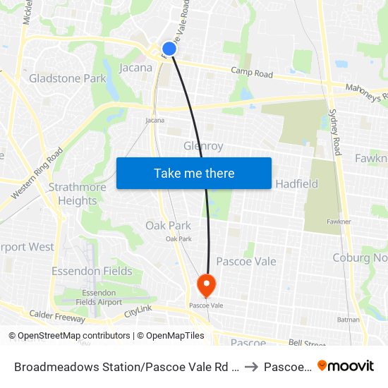 Broadmeadows Station/Pascoe Vale Rd (Broadmeadows) to Pascoe Vale map