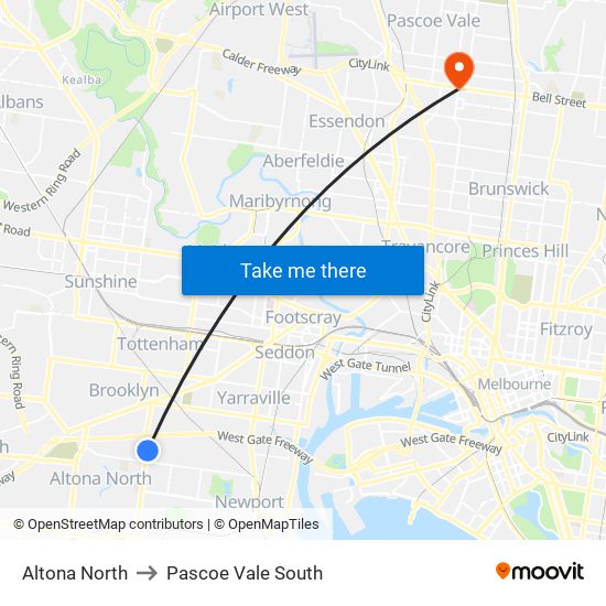 Altona North to Pascoe Vale South map