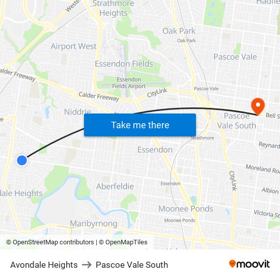 Avondale Heights to Pascoe Vale South map