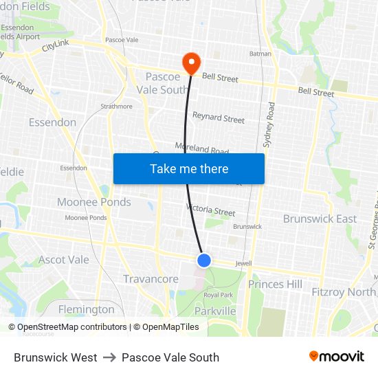 Brunswick West to Pascoe Vale South map