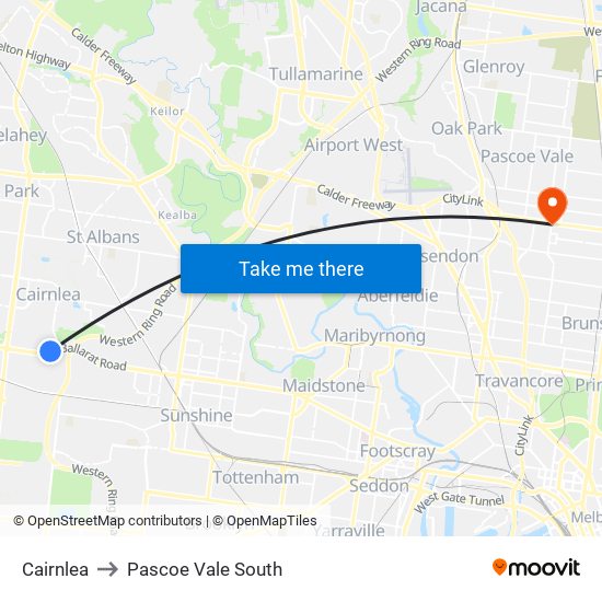 Cairnlea to Pascoe Vale South map