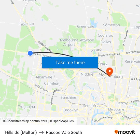 Hillside (Melton) to Pascoe Vale South map