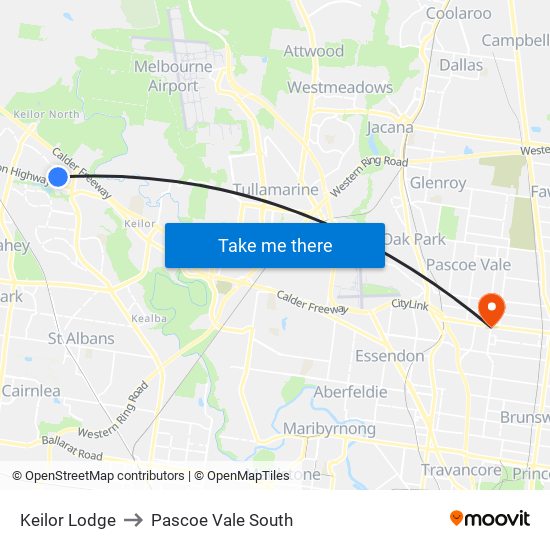 Keilor Lodge to Pascoe Vale South map