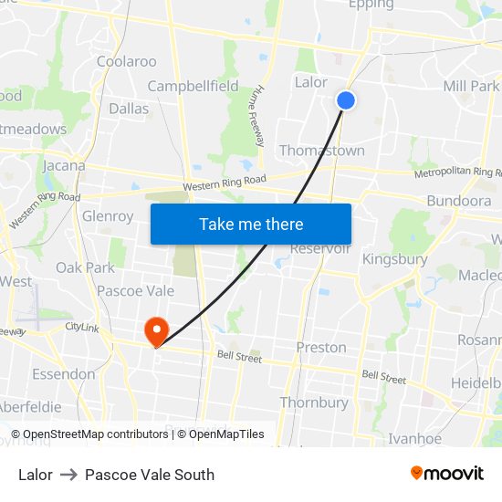 Lalor to Pascoe Vale South map