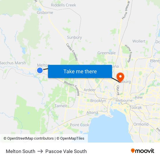 Melton South to Pascoe Vale South map