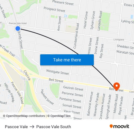 Pascoe Vale to Pascoe Vale South map
