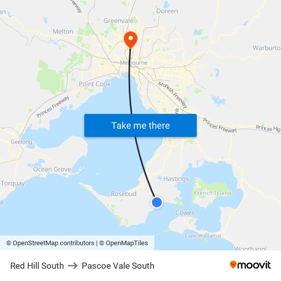 Red Hill South to Pascoe Vale South map