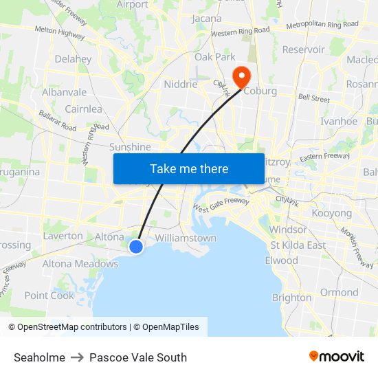 Seaholme to Pascoe Vale South map
