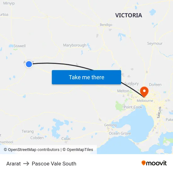 Ararat to Pascoe Vale South map