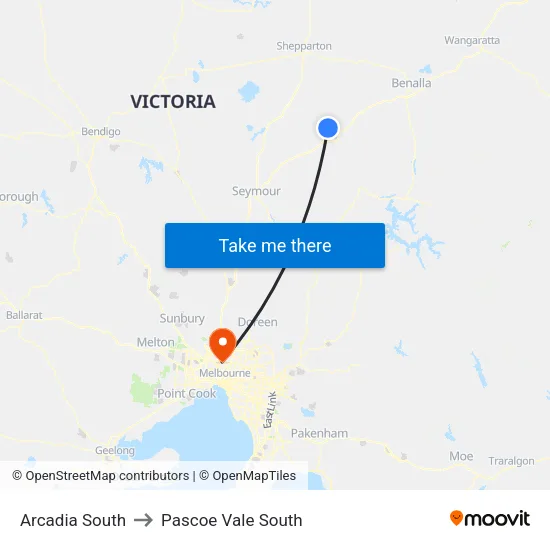 Arcadia South to Pascoe Vale South map
