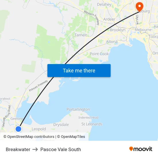 Breakwater to Pascoe Vale South map