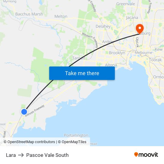 Lara to Pascoe Vale South map