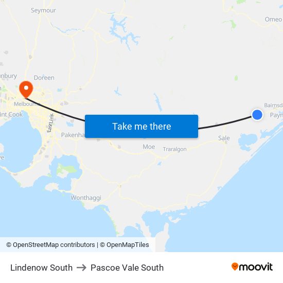 Lindenow South to Pascoe Vale South map