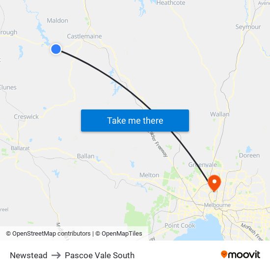 Newstead to Pascoe Vale South map