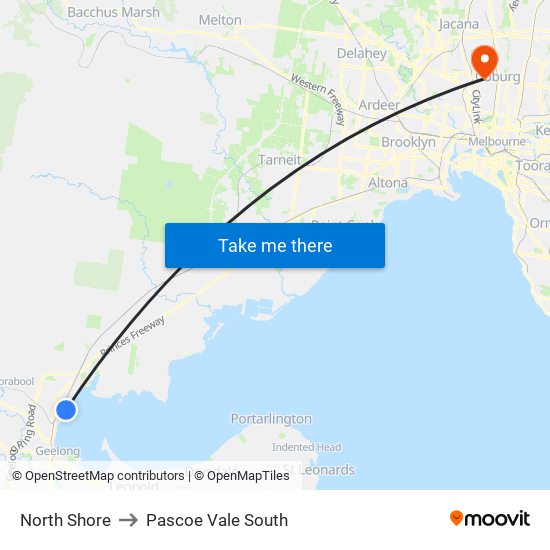 North Shore to Pascoe Vale South map