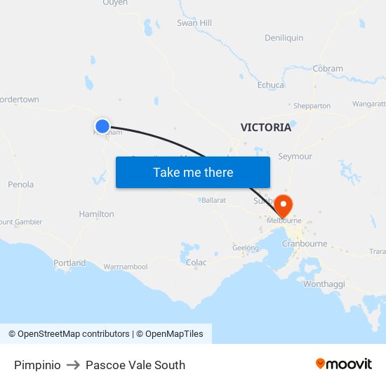 Pimpinio to Pascoe Vale South map