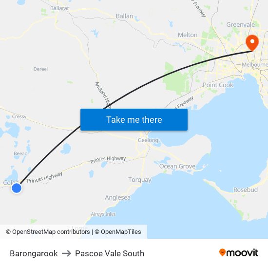 Barongarook to Pascoe Vale South map