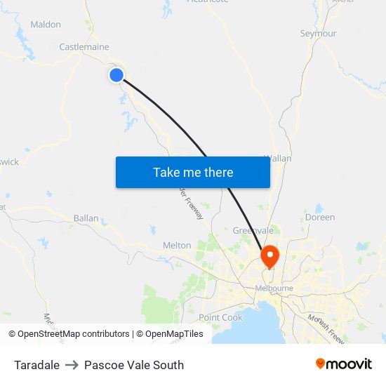 Taradale to Pascoe Vale South map