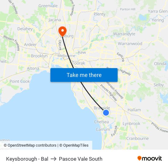 Keysborough - Bal to Pascoe Vale South map