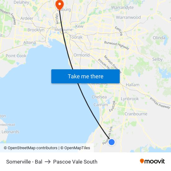 Somerville - Bal to Pascoe Vale South map