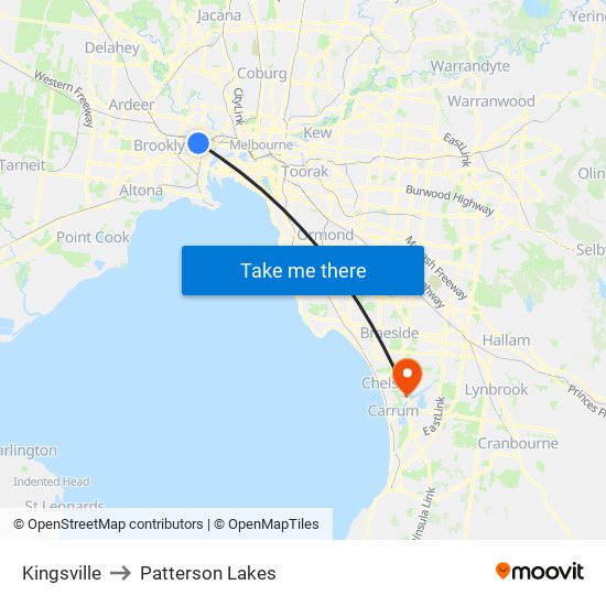 Kingsville to Patterson Lakes map