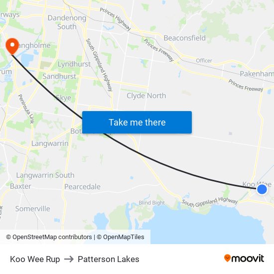 Koo Wee Rup to Patterson Lakes map