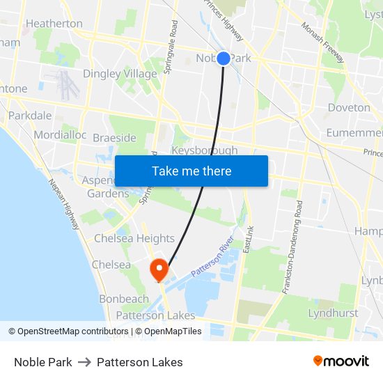 Noble Park to Patterson Lakes map