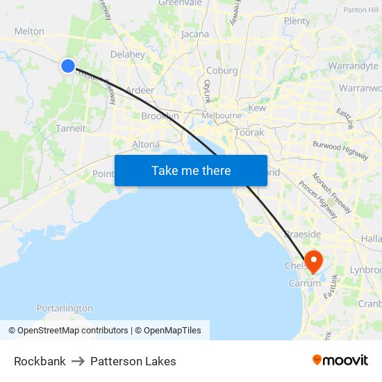 Rockbank to Patterson Lakes map