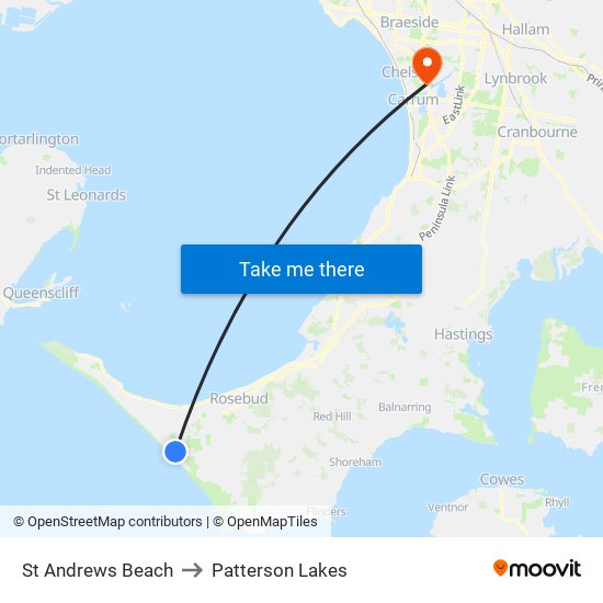 St Andrews Beach to Patterson Lakes map