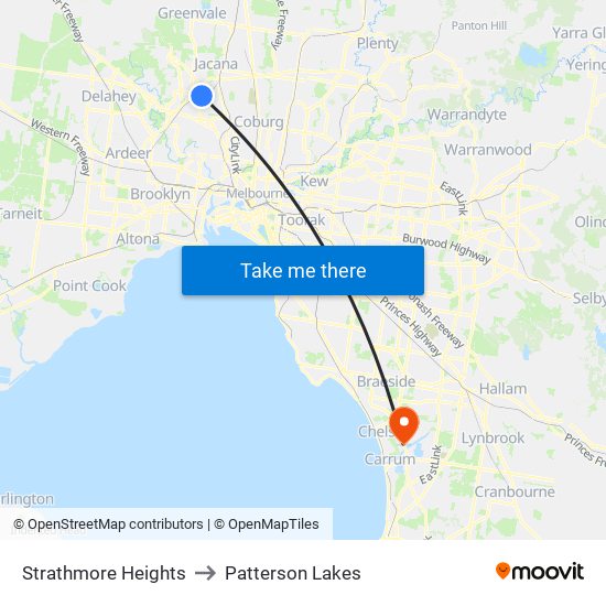 Strathmore Heights to Patterson Lakes map