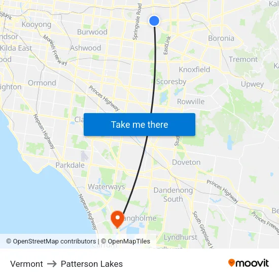 Vermont to Patterson Lakes map