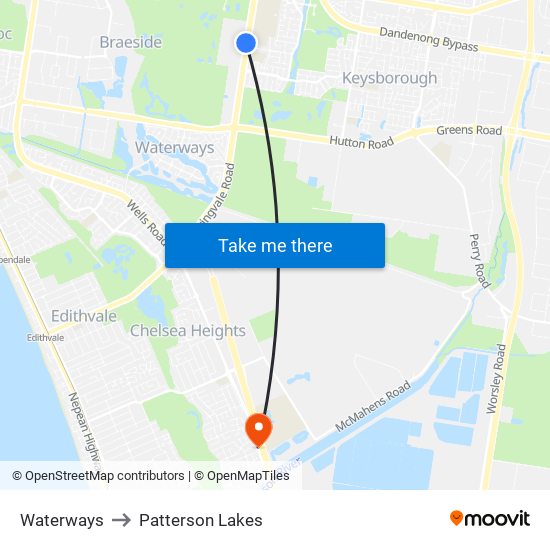 Waterways to Patterson Lakes map