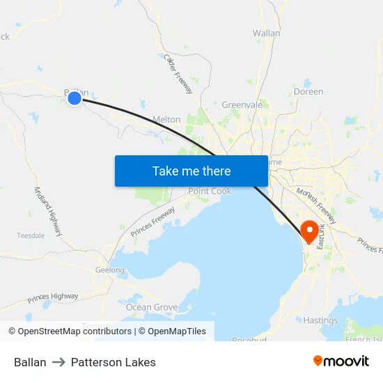 Ballan to Patterson Lakes map