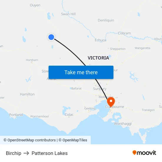 Birchip to Patterson Lakes map