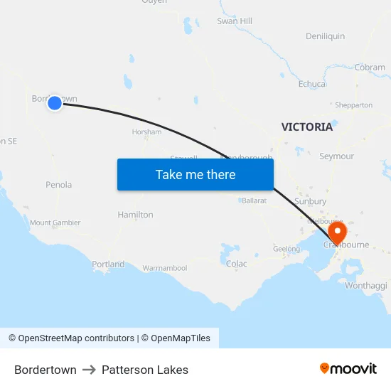 Bordertown to Patterson Lakes map