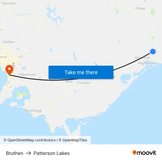 Bruthen to Patterson Lakes map