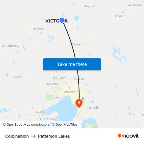 Colbinabbin to Patterson Lakes map