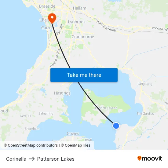 Corinella to Patterson Lakes map