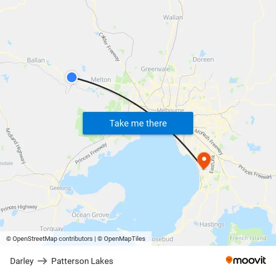 Darley to Patterson Lakes map