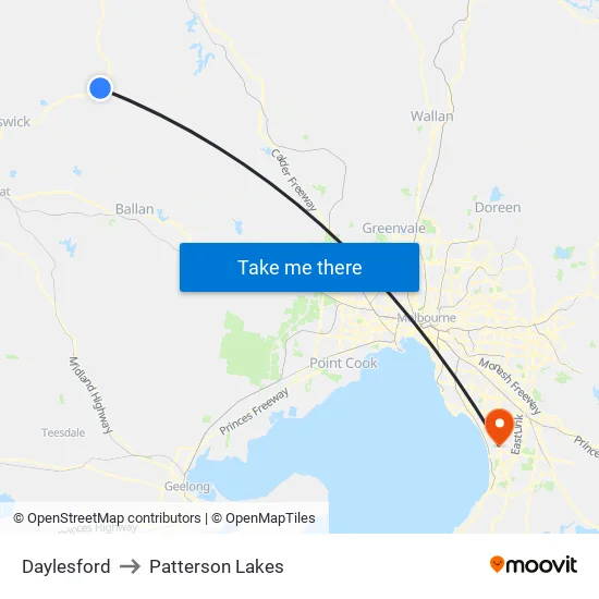 Daylesford to Patterson Lakes map