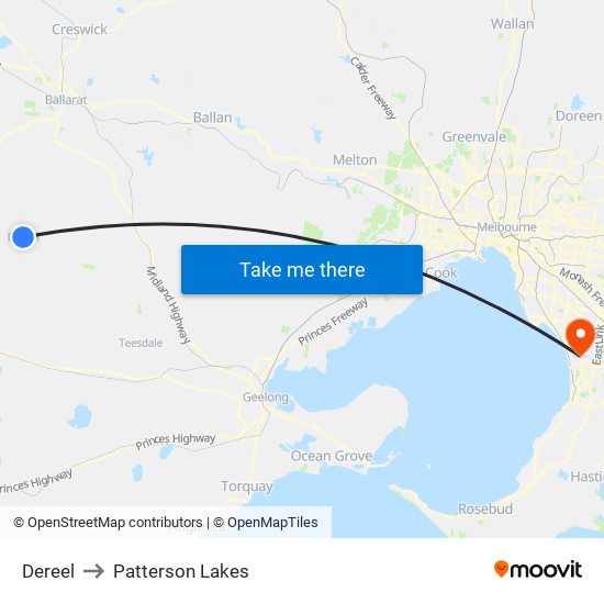 Dereel to Patterson Lakes map