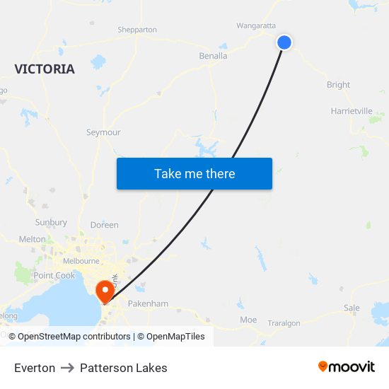 Everton to Patterson Lakes map