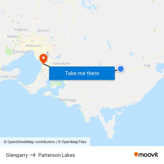 Glengarry to Patterson Lakes map