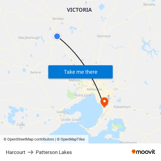 Harcourt to Patterson Lakes map