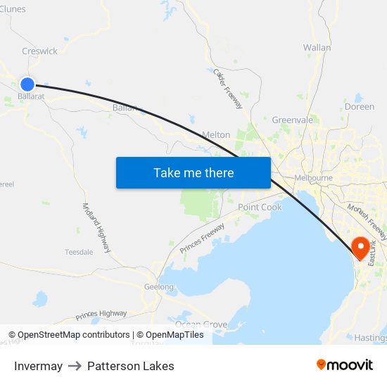 Invermay to Patterson Lakes map