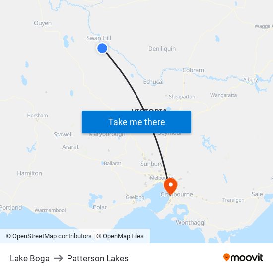 Lake Boga to Patterson Lakes map