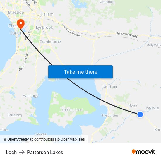 Loch to Patterson Lakes map