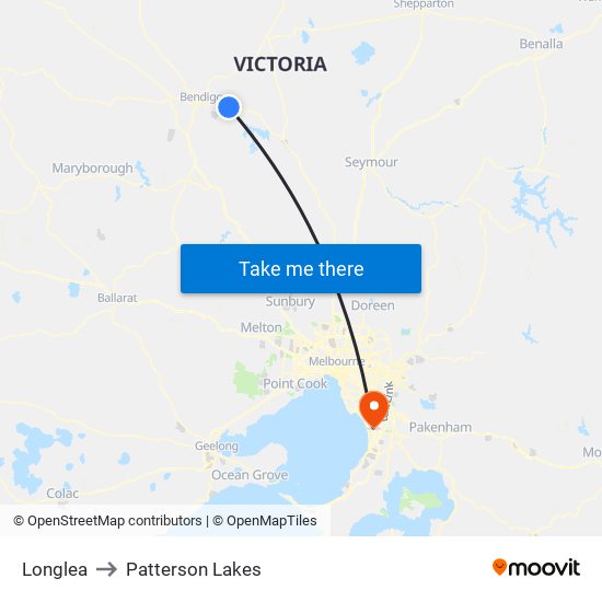 Longlea to Patterson Lakes map