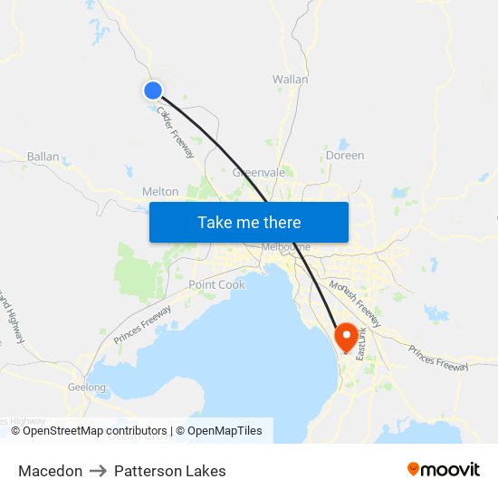 Macedon to Patterson Lakes map