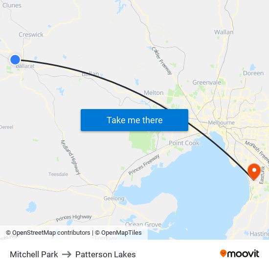 Mitchell Park to Patterson Lakes map